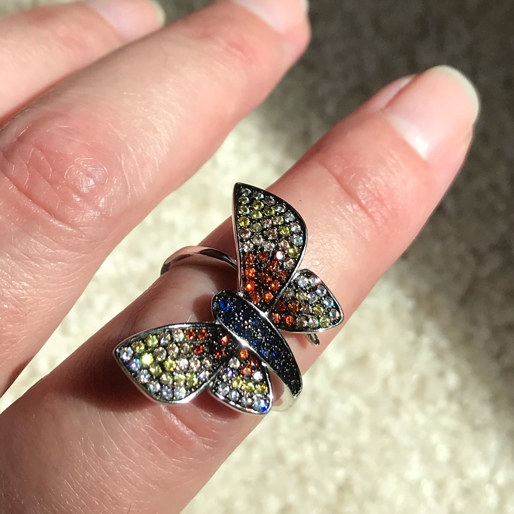 Sterling and Crystal Butterfly Ring